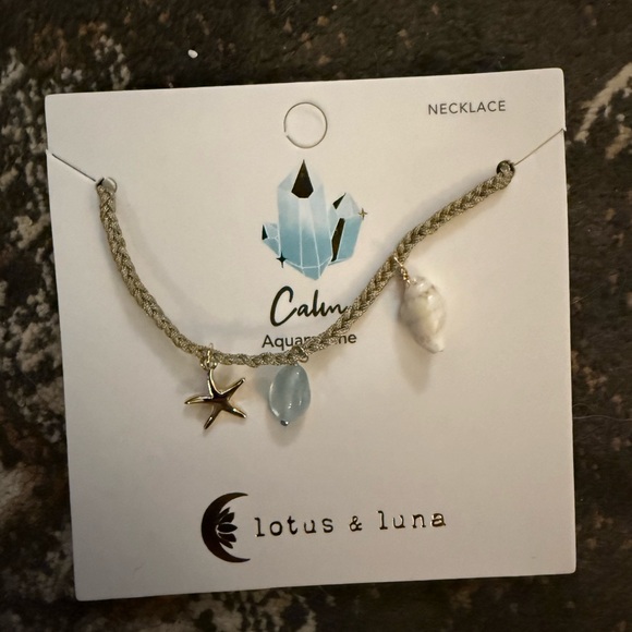 Lotus and Luna Silver and Blue Charm Necklace - Picture 1 of 2